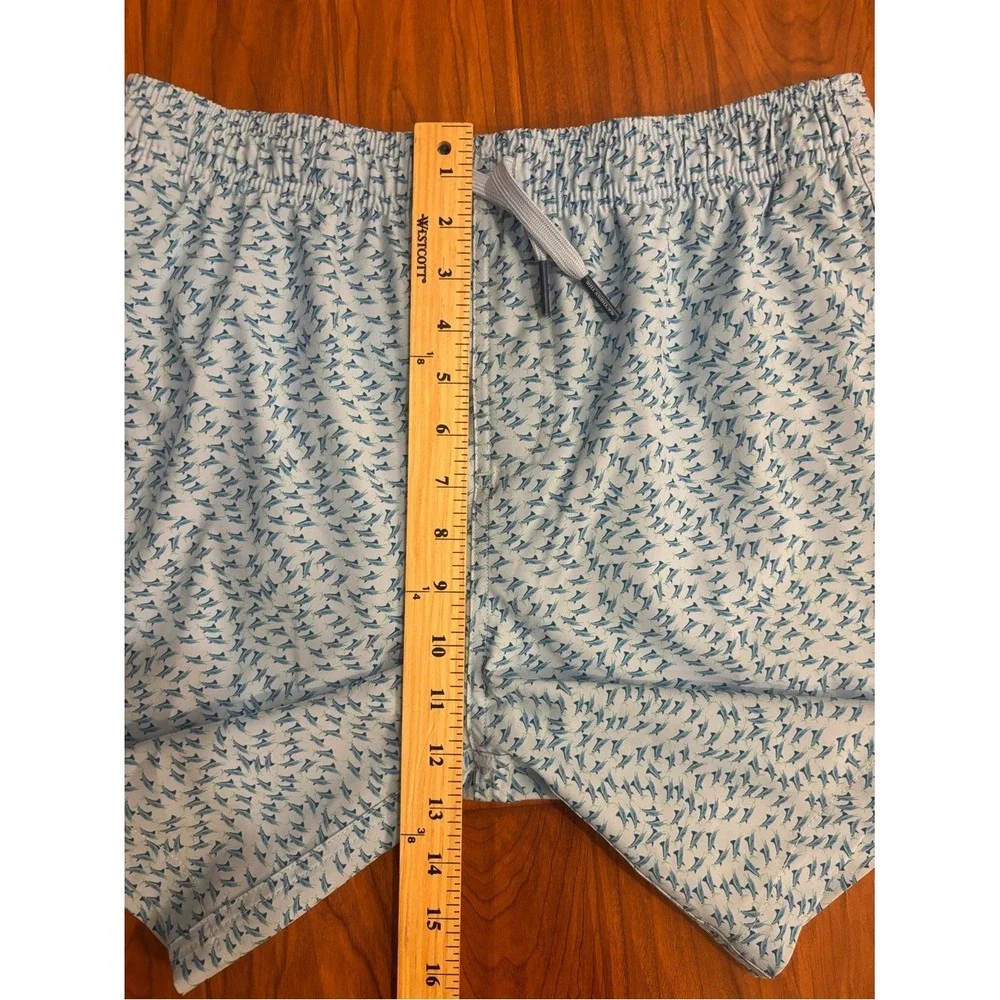 NWT Southern Tide Swim Trunks Cerulean Blue Fintastic Fish Print Boys XL